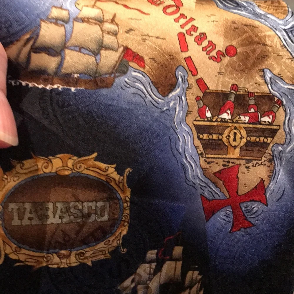 New Tabasco New Orleans Louisiana treasure map pirate ship Cajun silk tie